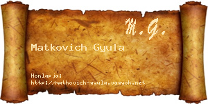 Matkovich Gyula névjegykártya